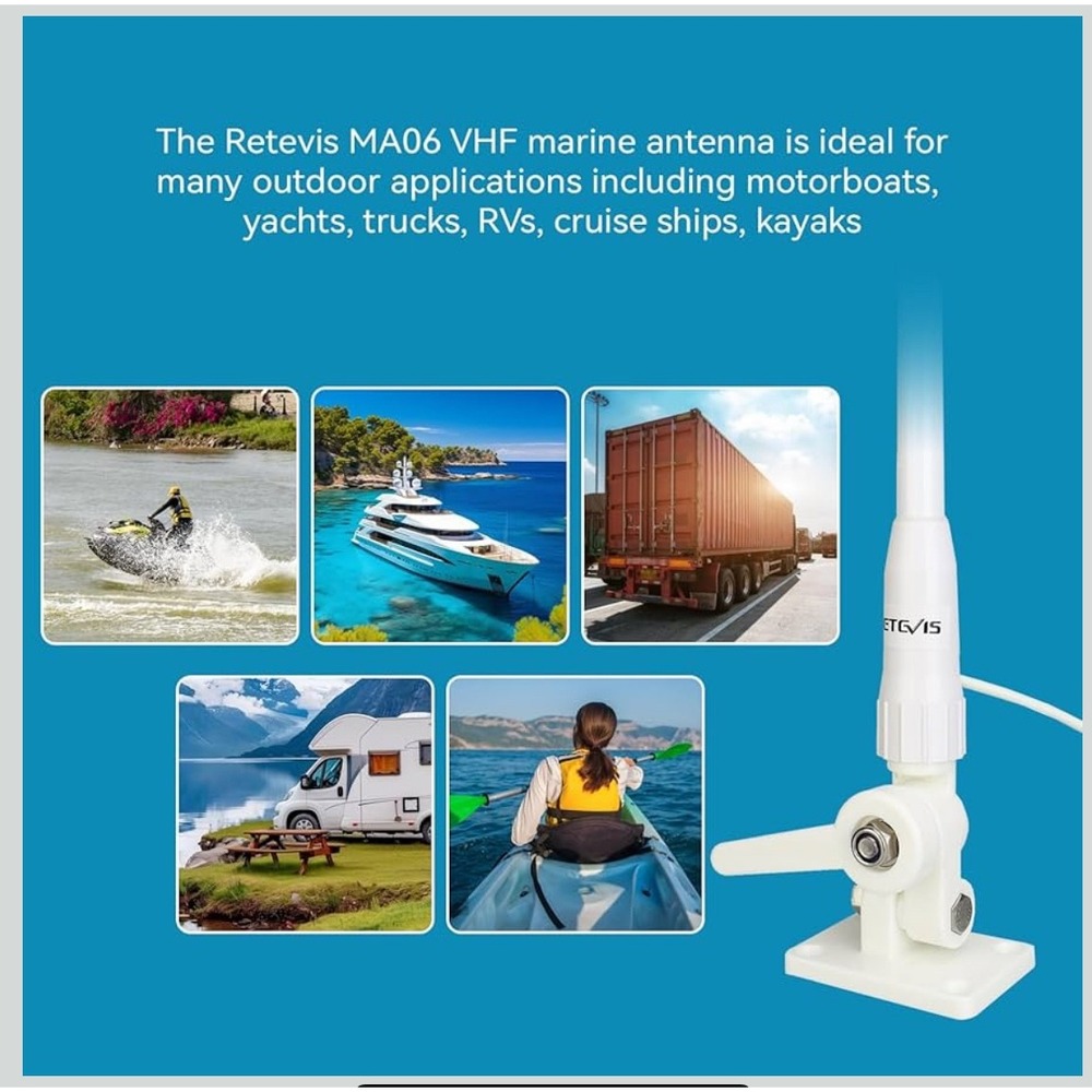 RETEVIS MA06 VHF Marine Antenna 100W 3.5dBi Gain 1.1M 43.3in White SL16J PL259 - Picture 10 of 16